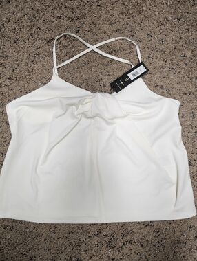Banana Republic Nwt Medium Women's Cream Knot-Front Cropped Tank Top
